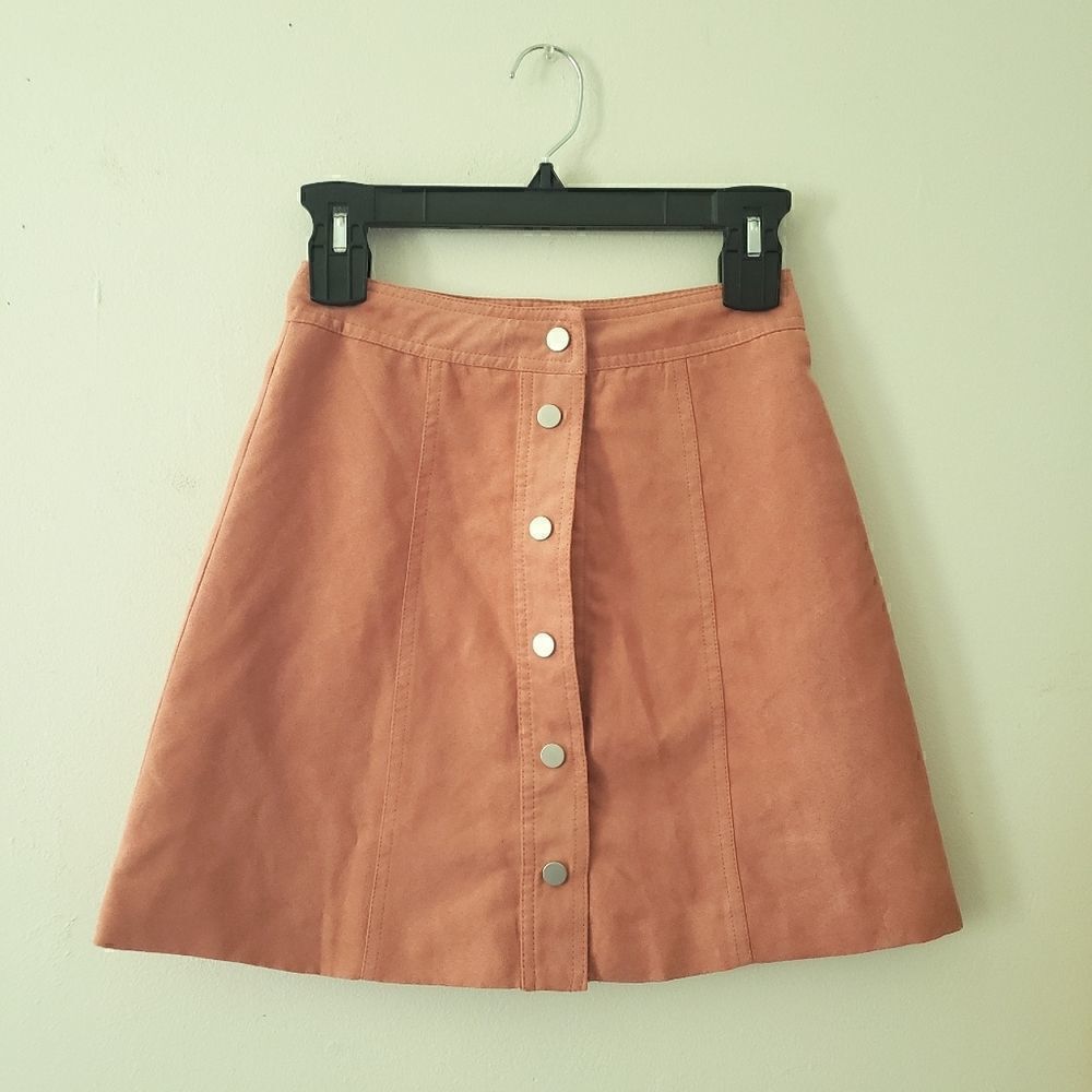 Divided Pink Suede Mini Skirt 0